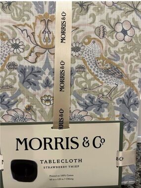 MORRIS & Co Cotton Tablecloth 60 X 120 STRAWBERRY THIEF BIRDS FLORAL COTTON New